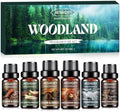 Wood Essential Oils Set, Woody Scent Fragrance Oil Kit, Aromatherapy Oils for Diffusers (6 * 10ML), Sandalwood &Vanilla, Forested Fir,Palo Santo&Mahogany,Cedar & Amber, Oud &Balsam,Hickory&Suede