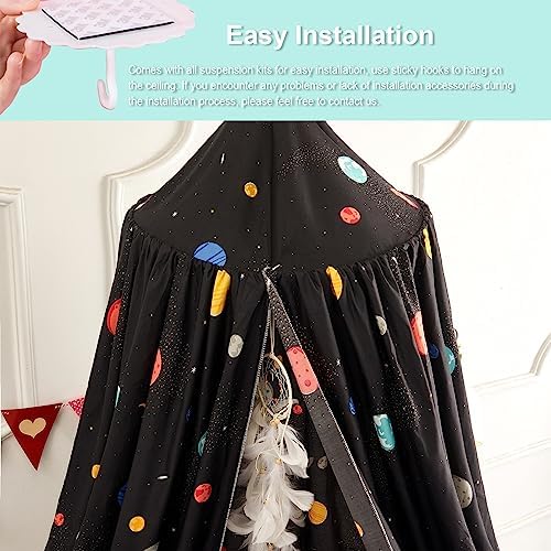 Bed Canopy for Kids, Printed Hanging Canopy for Baby Brib Kids Bed Room Decor Reading Nook Indoor Outdoor Playing Castle (Interstellar)
