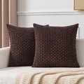 Kevin Textile Soft Corduroy 18x18 Inch Pillow Covers 2 Pack, Coffee