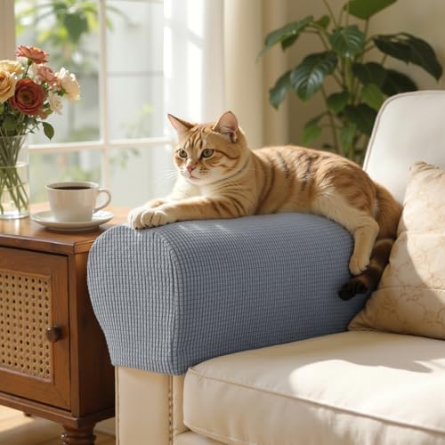SUBRTEX Stretch Couch Arm Covers Set of 2, Non-Slip Sofa Armrest Slipcovers