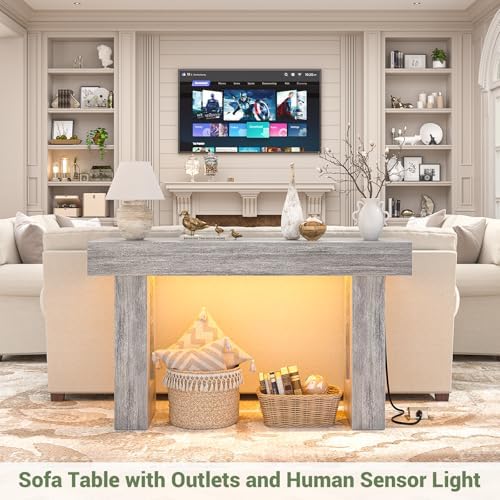 Unikito 47" Entryway Table with Sensor Light & AC Outlets with USB-C Ports