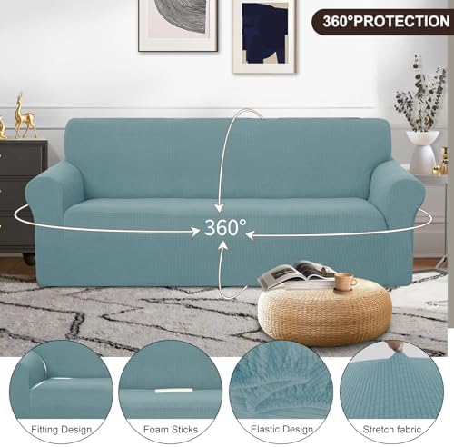 U-NICE HOME Oversized Stretch Couch Cover Slipcover, Light Blue
