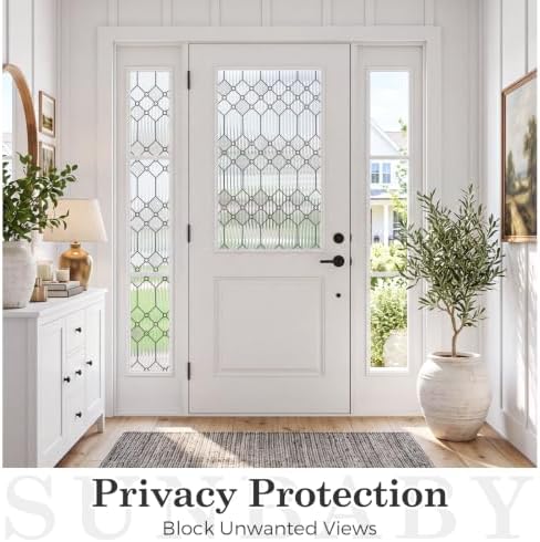 Sunbaby Reeded Glass Window Privacy Film, Frosted Static Cling,45"x157.4"