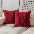 Kevin Textile Soft Corduroy 26x26 Inch Pillow Covers 2 Pack, Burgundy