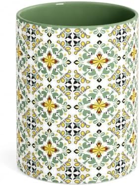 Solidith Ceramic Utensil Holder Crock for Kitchen Countertop,Green