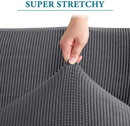 Flamingo P High Stretch Sofa Slipcover Non Slip Loveseat Covers for 2 Cushion Couch Washable Pet Furniture Protector Covers with Elastic Bottom, Thick Jacquard Fabric (Medium, Charcoal Gray)