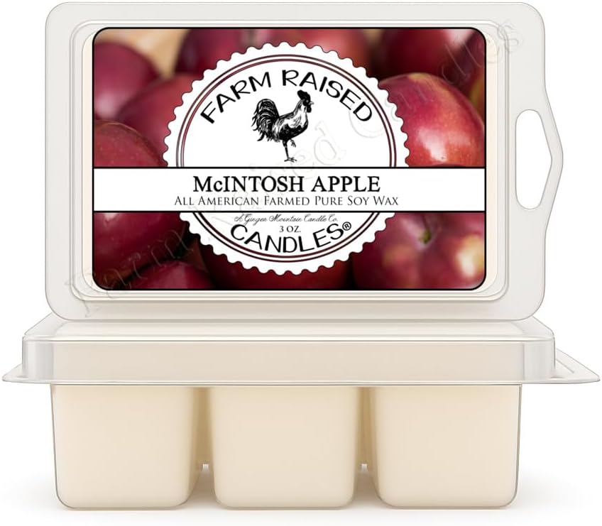 USA Made - Hand Crafted - McIntosh Apple Wax Melts Warmer Cubes 6 Ounces 2 Pack - - Natural American Farmed Soy Wax. melt Cubes Farmhouse Fall