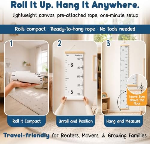 Wall Growth Chart for Kids - Wrinkle-Free Canvas Height Ruler