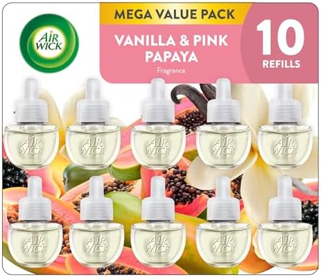Air Wick Plug In Refills Vanilla & Pink Papaya, Essential Oils,10 Count