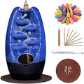 SPACEKEEPER Ceramic Backflow Incense Holder Waterfall Incense Burner, Navy