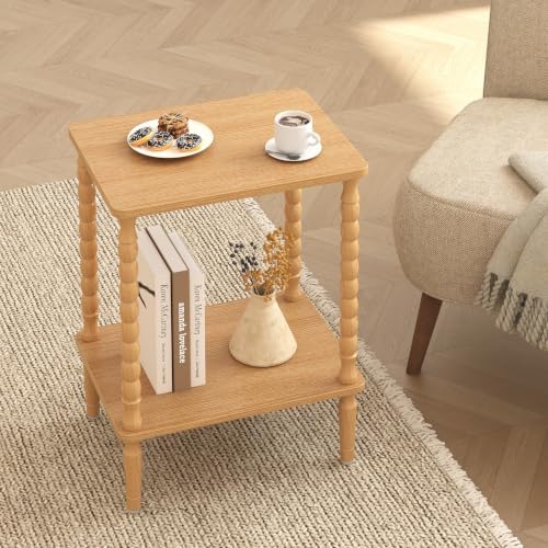 TUTOTAK Small End Table with Solid Wood Legs, Side Table Set of 2