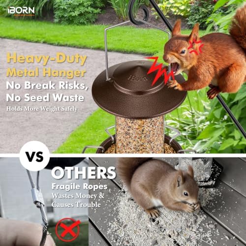 iBorn Hanging Bird Feeder Metal Chew Resistant, Coffee,1.32 LB