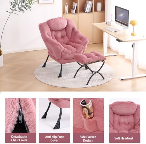LITA Lazy Chair with Ottoman, Comfy Accent Reading Chair