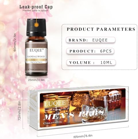 EUQEE 6PCS Men's Pubs Gift Set Premium Fragrance Oils for Men