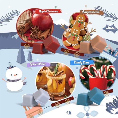 Salubrito Winter Scented Wax Melts, Strong Scented Soy Wax Cubes/Tarts Variety Set - Christmas Tree, Gingerbread, Candy Cane, Spiced Cider, Cranberry, Apple Cinnamon, Sugar Cookies, Hot Chocolate
