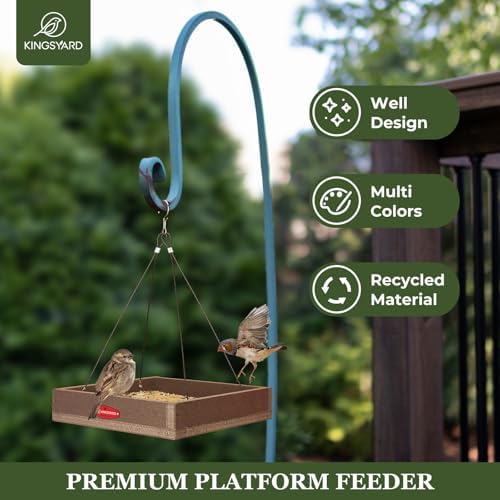 Kingsyard Platform Bird Feeder for Outdoors, Hanging Tray, 2 Pack