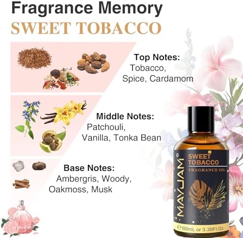 MAYJAM Sweet Tobacco Fragrance Oil for Diffusers for Home, 100ML/3.38FL.OZ