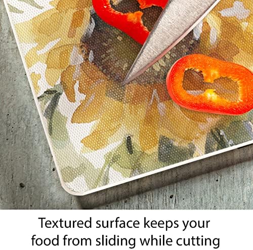 CounterArt Sunflowers Forever 3mm Tempered Glass Cutting Board 15" x 12"