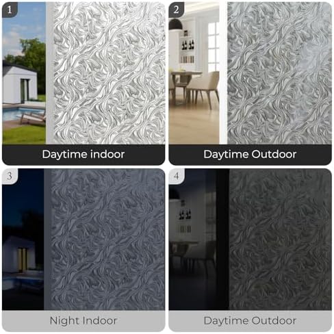 ADD.HERES Window Privacy Film, Glass Decorative Static Cling, 17.5" x 78.7"