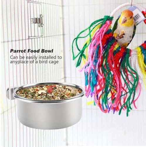 PINVNBY 2PCS Stainless Steel Bird Food Bowl Parrot Bird Dishes for Cage