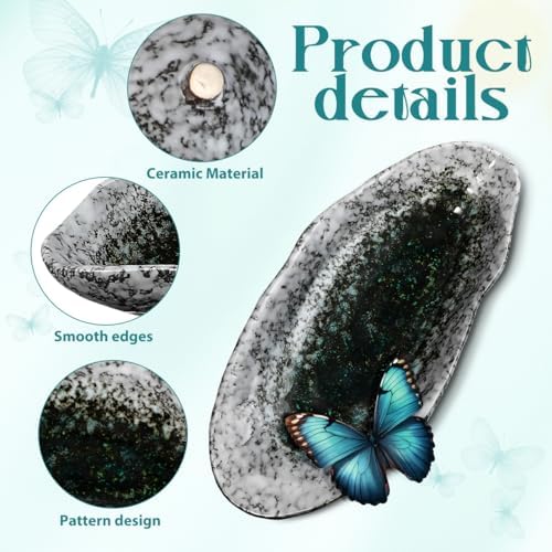 Toddmomy Ceramic Butterfly Puddler Bee Waterer Shallow Garden Watering Dish