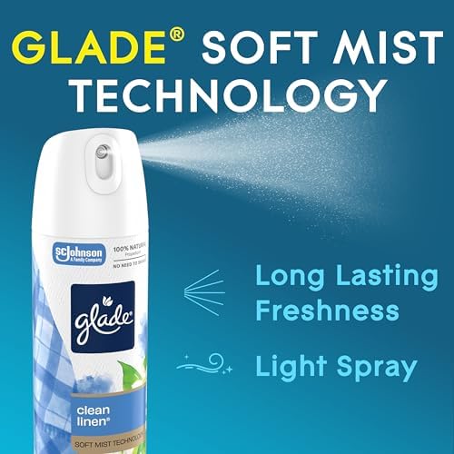 Glade Air Freshener Room Spray, Clean Linen Scent, Odor Fighting to Deliver Long Lasting Freshness, 7.3 Oz, 6 Count