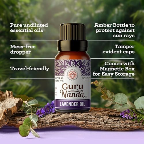 GuruNanda Essential Oils Set – 6 Pack (10mL Each), Lavender, Peppermint, Eucalyptus, Lemongrass, Grapefruit & Ylang Ylang, 100% Natural Aromatherapy Oils for Diffuser, Massage & DIY Candle Making