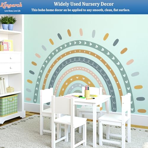 Large Cute Rainbow Wall Decals, Boho Sun Peel and Stick Fabric Nursery Wall Decor, Removable Home Room Wall Decor Murals Stickers for Kids Girls Toddler Bedroom Living Room Playroom