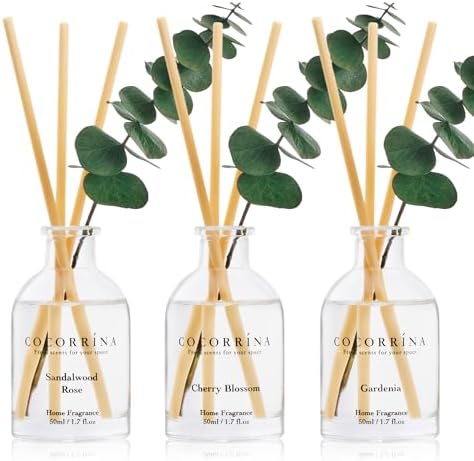 COCORRÍNA Reed Diffuser Set of 3 with Dried Eucalyptus for Home & Office