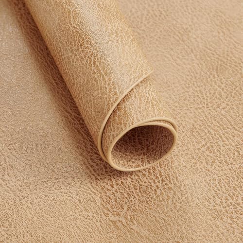 MOSAYT Vinyl Faux Leather Oval Placemats, Set of 6, Camel