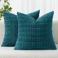 MIULEE Euro Sham Corduroy Decorative Throw Pillow Covers 24x24 Teal