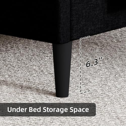 HOMBCK Queen Bed Frame with Adjustable Headboard, Black