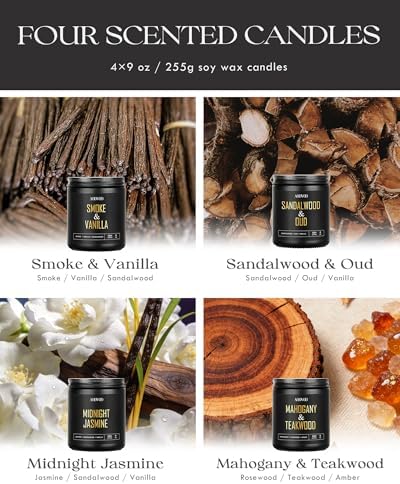 AOOVOO Scented Candles for Men - 4 Pack Candles for Home Scented