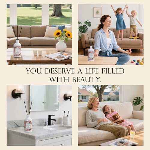 M&SENSE Reed Diffuser Set, Forest Mint Fir, 17oz Natural Essential Oil