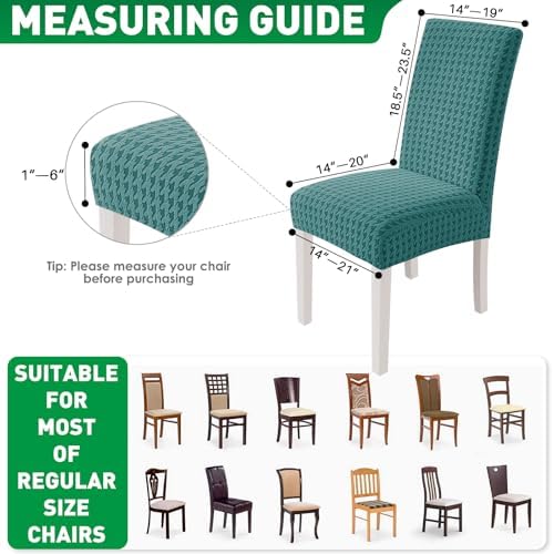 MAXIJIN Dining Chair Covers Set of 2, Stretch Kitchen Chair Covers for Dining Chairs, Removable Washable Parson Seat Slipcover for Home, Restaurant, Hotel, Banquet (Peacock Blue)