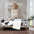 Cow Long Rectangle Faux Fur Ottoman 46"x16"x17" Entryway Bench Soft Furry Footrest Stool Sturdy Accent Seating Bench for Bedroom End of Bed Fuzzy Table Living Room Closet with Golden Legs