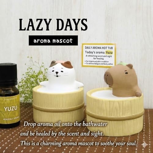 Passive Stone Diffuser, Cute Animal Series Aromatherapy Oil Diffuser for Tabletop Decor (1, Relaxed Shiba)