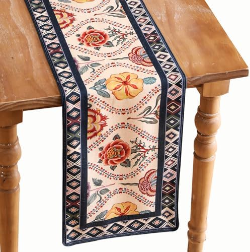 bilin gaier Designer Vintage Elegant Extra Long Table Runner,118"x12"