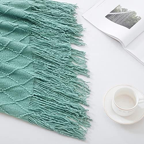 BOURINA Dark Cyan Throw Blanket 60x80 Inch Knitted Soft Throw Sofa Blanket