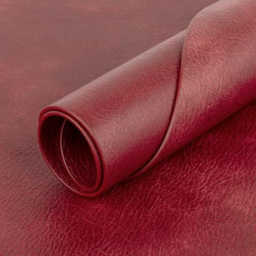 ADRIMER Fall Placemats Set of 4, Heat Resistant Faux Leather, Wine Red