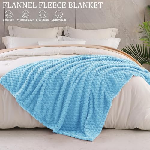 Exclusivo Mezcla Large 3D Fleece Throw Blanket for Couch, Blue