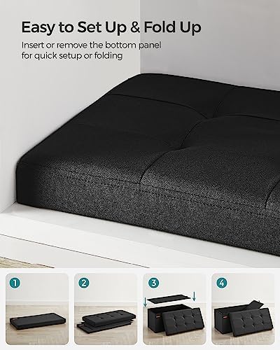 SONGMICS 30 Inches Folding Storage Ottoman Bench, Load 660 lb