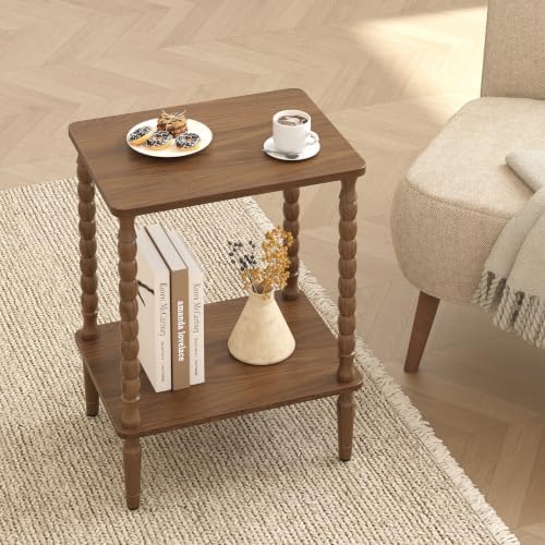 TUTOTAK Small End Table with Solid Wood Legs, Side Table, Nightstand
