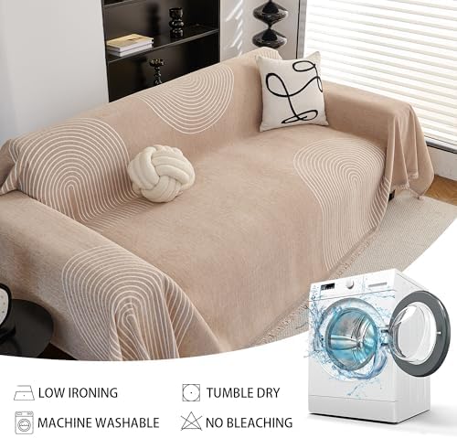 MEETSKY Couch Cover Sofa Cover Washable,Chenille Sofa Covers for 2 Cushion Couch Sofa, Sofa Slipcover Loveseat Pet Couch Covers for Sectional Sofa, 71" X118"