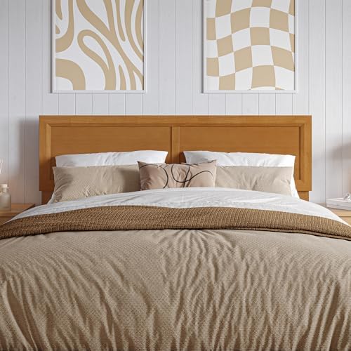 AFI, Sophia Adjustable Modern Full Wood Headboard, Light Toffee