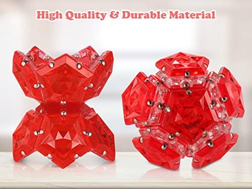 Magnetic Fidget Sphere, Crystal Red, Sensory Desk Toy for Stress Focus Anxiety Relief