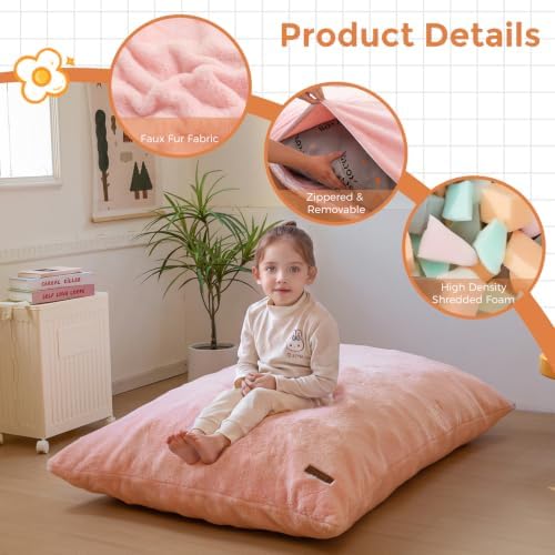 MAXYOYO 3 in 1 Kids Bean Bag Chair, Comfy Floor Sofa with Removed Cover