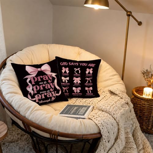Black and Pink Room Decor Pillow Cover 18x18 Set of 2