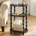 Yoobure 3-Tier Small Side Table - Oval End Table with Vintage Spindle Legs, Accent Night Stand with Storage Shelf for Narrow Spaces, Wood Nightstand Bedside Table for Living Room, Bedroom, Black