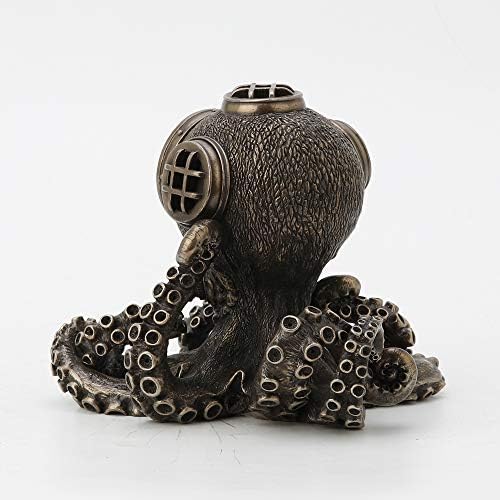 Veronese Design 5.2 Inch Steampunk Octopus Diving Bell Clock Men's Gift Cold Cast Bronzed Resin Statue